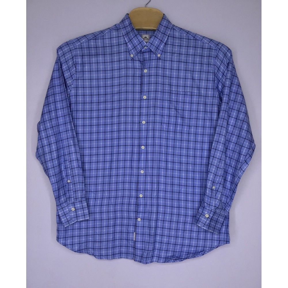 Peter Millar Long Sleeve Button Down Shirt‎ Blue Check Men's Size XL